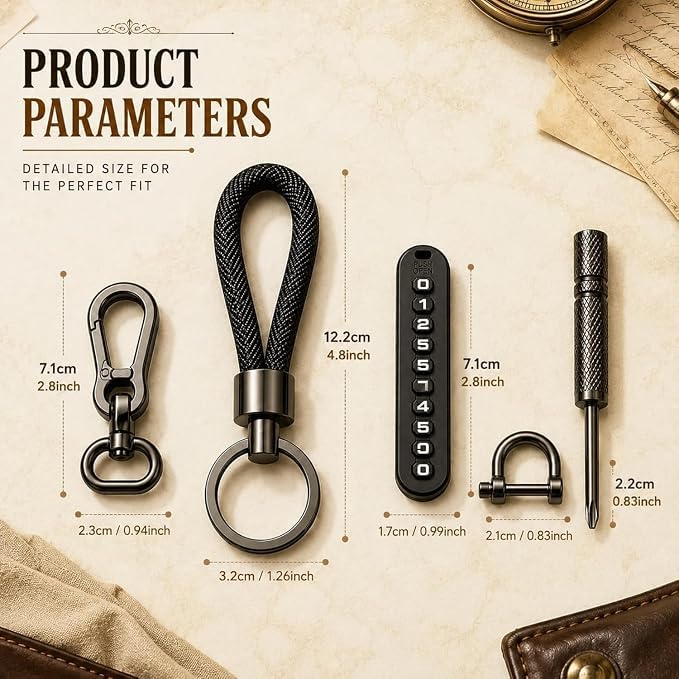 Image of Metal Keychain with Carabiner Clip | Portable Key Ring Holder | Heavy Duty Key chain Charm | Everyday Carry Key Accessory for Men Women | Gift for Car & Bike Keys