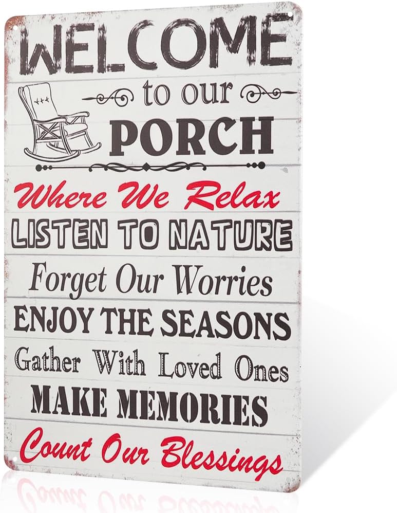 Welcome to Our Porch Decorative Metal Sign, Home Decor, Housewarming Gift