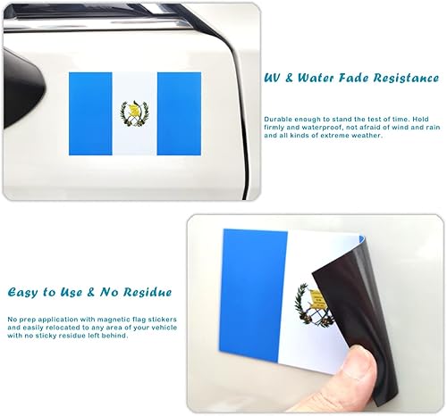 Miniatura 3 de JBCD Calcomanía magnética de la bandera de Guatemala, para automóvil, SUV, camión, paquete de 3, 3 x 5 pulgadas