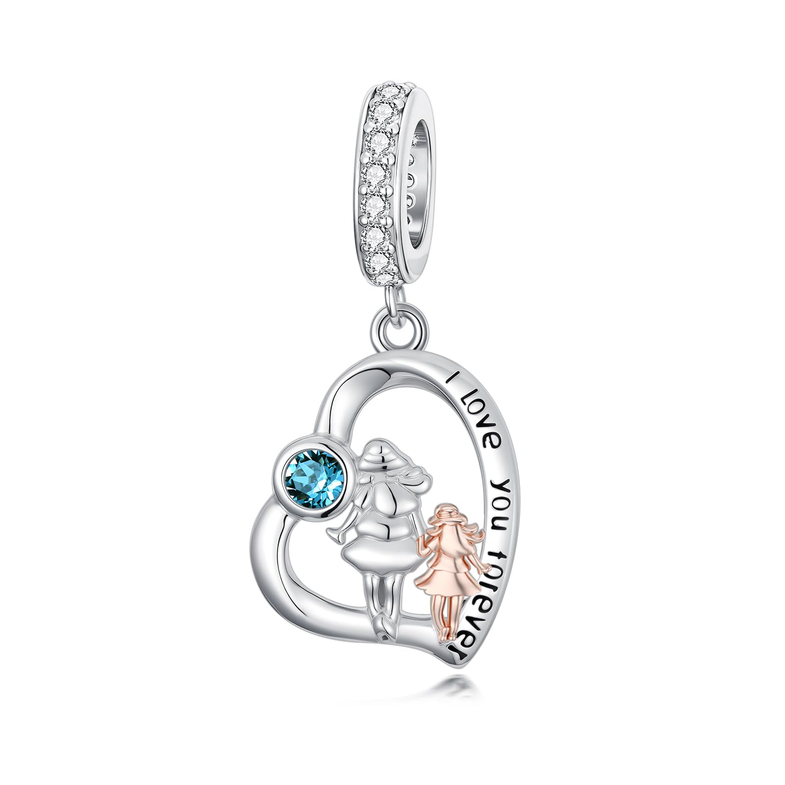PROESS Father Mother Daughter Charm fit Charms Bracelet Sterling Silver Charms for Bracelets Birthday Valentines Day Gifts for Daughter Mother Lover