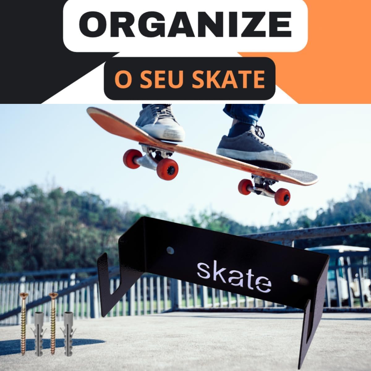 Suporte Organizador EJP Para Skate Reforçado Preto Horizontal