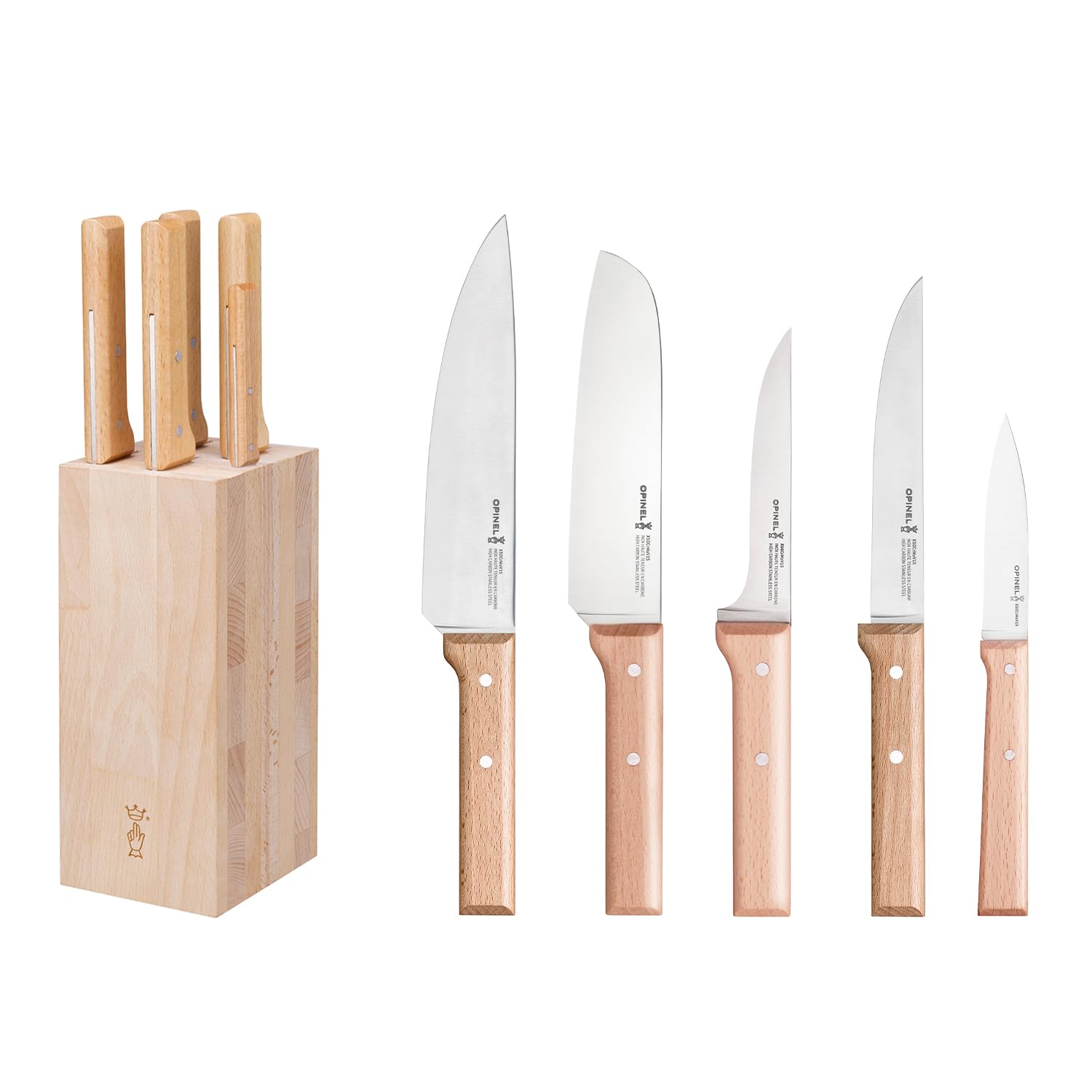 Opinel Bloc Viande avec 5 Couteaux - Collection Parallèle