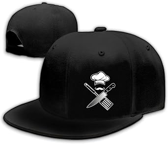 Chef Hat for Men Snapback Hats Funny Flat Bill Hat for Boy Women Adjustable Snap Pack Baseball Cap Black