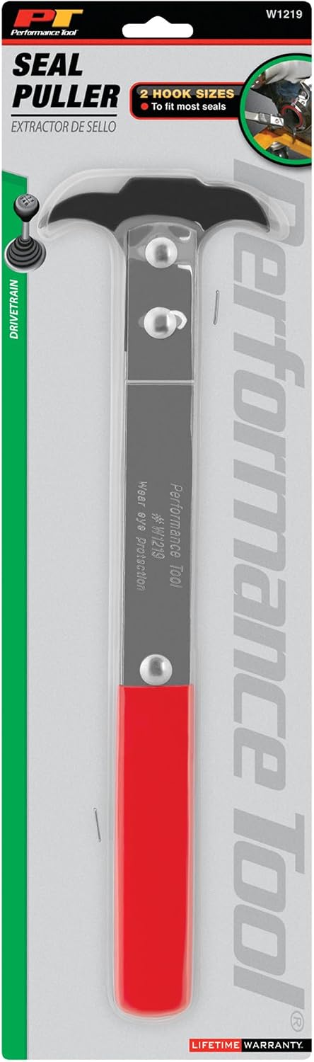 Performance Tool W1219 Professional Seal Puller, Heat Treated Steel, Dual Hook Tips for Oil and Grease Seals Removal