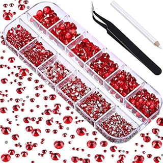 2000 Pieces Flat Back Gems Round Crystal Rhinestones 6 Sizes (1.5-6 mm) with Pick Up Tweezer and Rhinestones Picking Pen for Crafts Nail Face Art Clothes Shoes Bags DIY (Black)