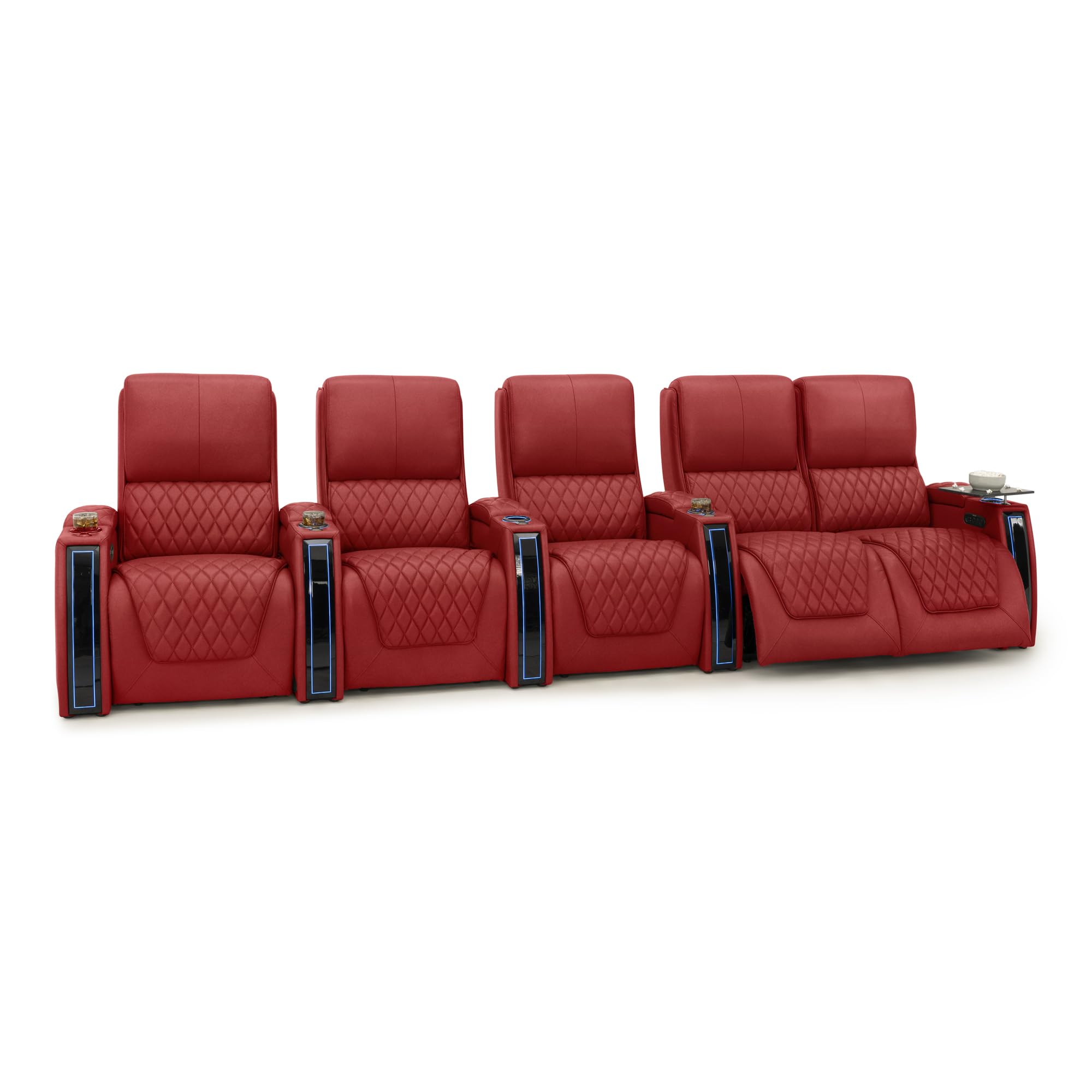 Seatcraft Apex Home Theater Seating Red Row of 5 Right Loveseat