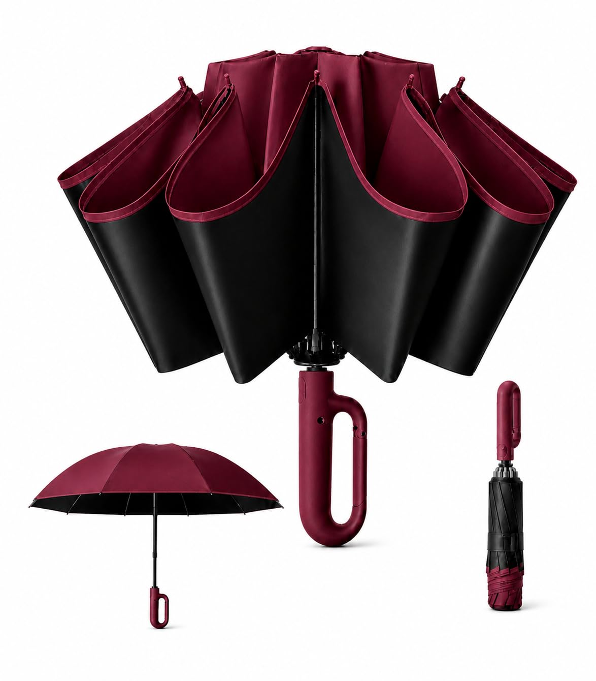 Umbrella, UV Big Size Umbrella for Sun Protection Rain Windproof Strong large 2 fold for men women kids boys girls Perfect small & stylish Windproof & Compact (Black.)-image-15
