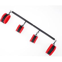 Spreader Bar Heavy Duty Stainless Steel Expandable Bar Home Gym with 4pcs Furry Crocodile Adjustable Strap,Sports Aid Training Pilates Aid Kit,Indoor Yoga Set