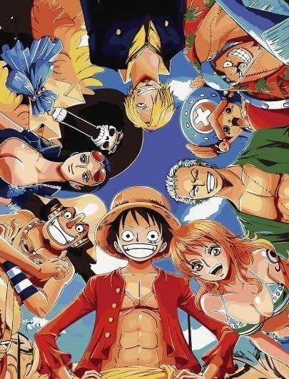 ZPPLD One Piece Paint by Numbers,Anime Paint by Numbers for Kids and Adults, DIY Paint by Numbers Kits for Adults or Beginners, with Brush, Acrylic Pigment Drawing,40 x 50 cm (A)