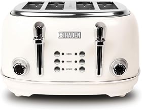 Haden Heritage White Toaster 4 slice – Variable Browning Control Toaster – Stainless Steel Housing – Reheat and Defrost Fu…