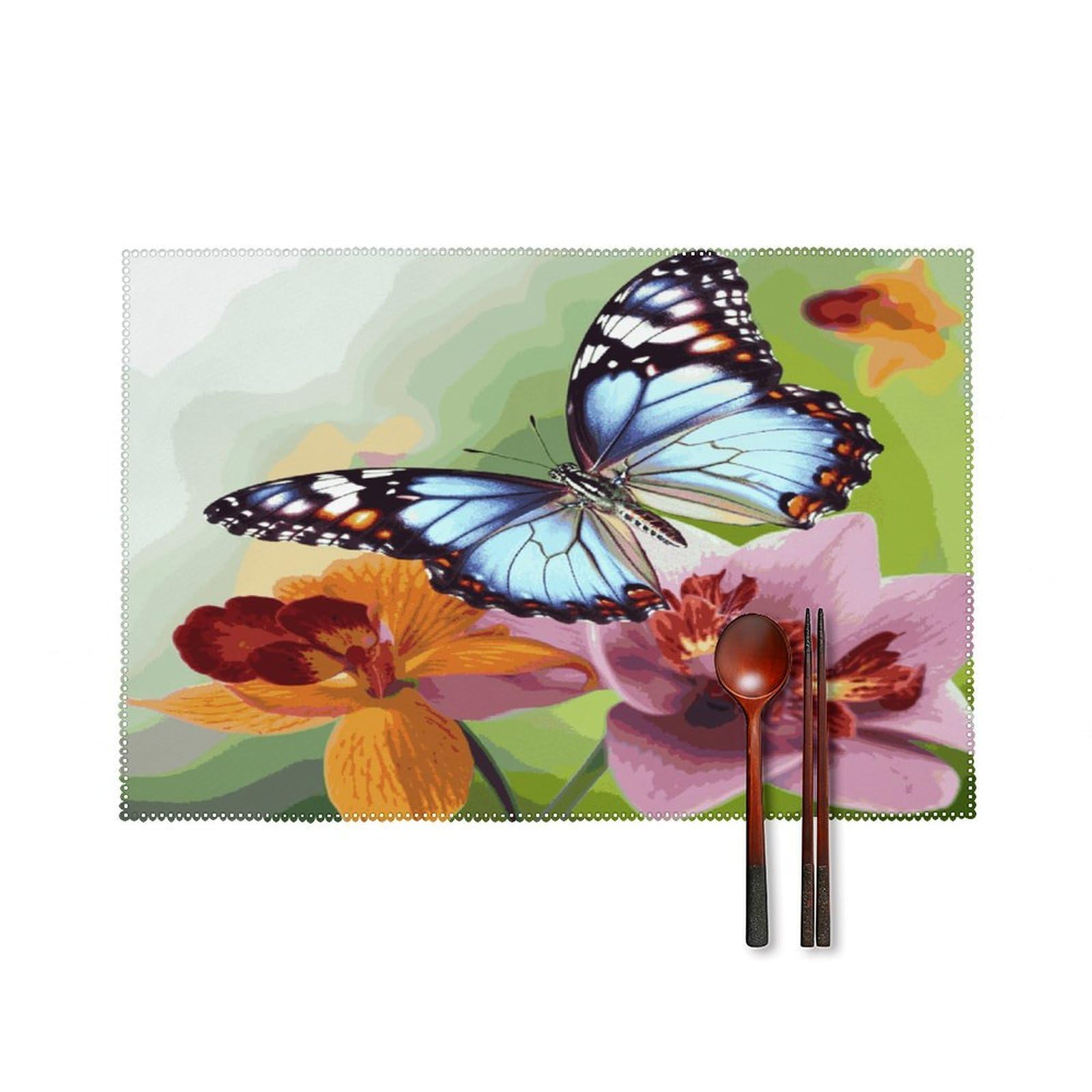 Fodpand Style Flower Butterfly Placemats Set Of 4 Place Mats Table Mats