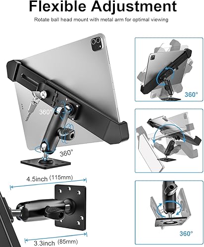 Miniatura 3 de woleyi Base de taladro antirrobo resistente para tableta, soporte para tablero de automóvil para camionesvehículo con cerradura de seguridad y