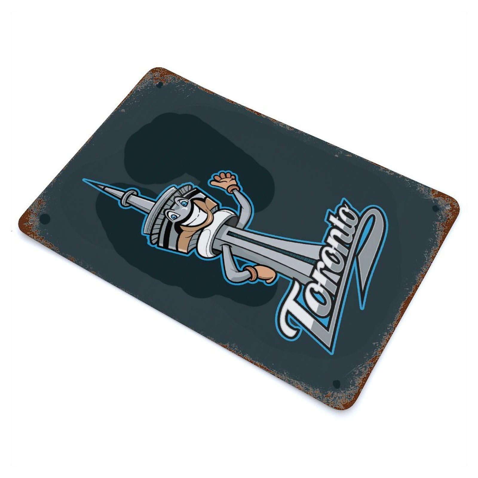 Garage Style Toronto City Icon Badge Rusty Metal Tin Sign 11.8"x7.9", Novelty Wall Decor for Bar And Workshop