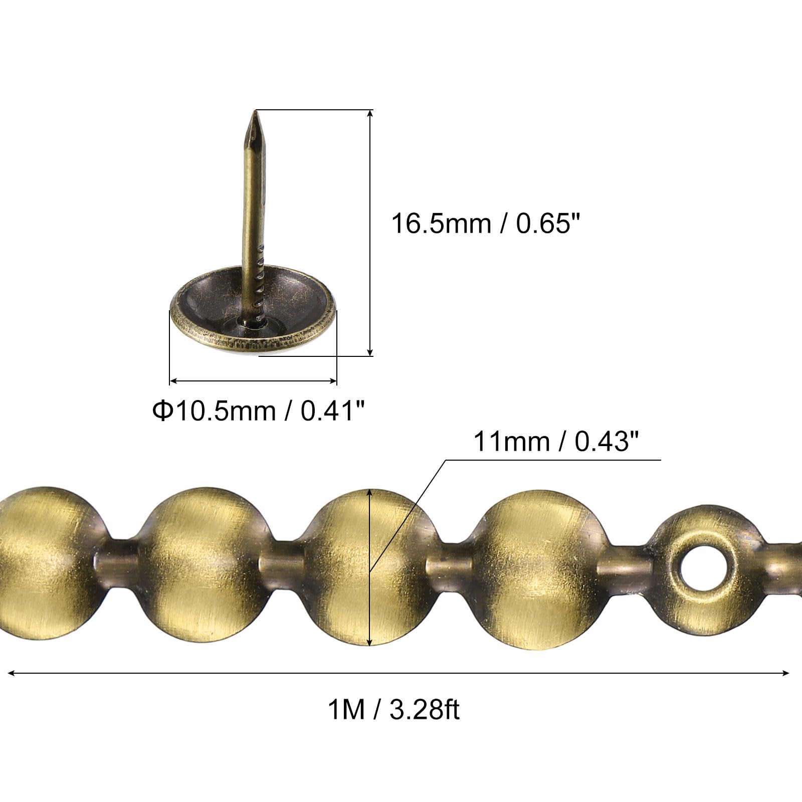 QUARKZMAN 10 Stück Polsternägel, Polster Reißzwecken, Vintage Polsterung Nägel, Heftzwecken zum Dekorieren von Sofas, Türen und Anderen Möbeln - 10M x 11mm（L x W) Bronze