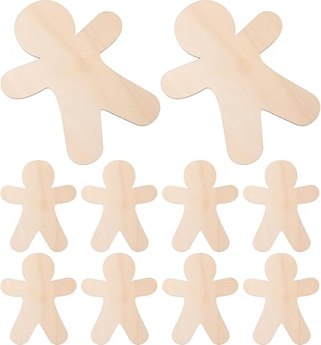 EXCEART Recortes de madera para hombre de jengibre, artesanías de madera sin terminar, ornamento de pintura de Navidad, recortes de madera para