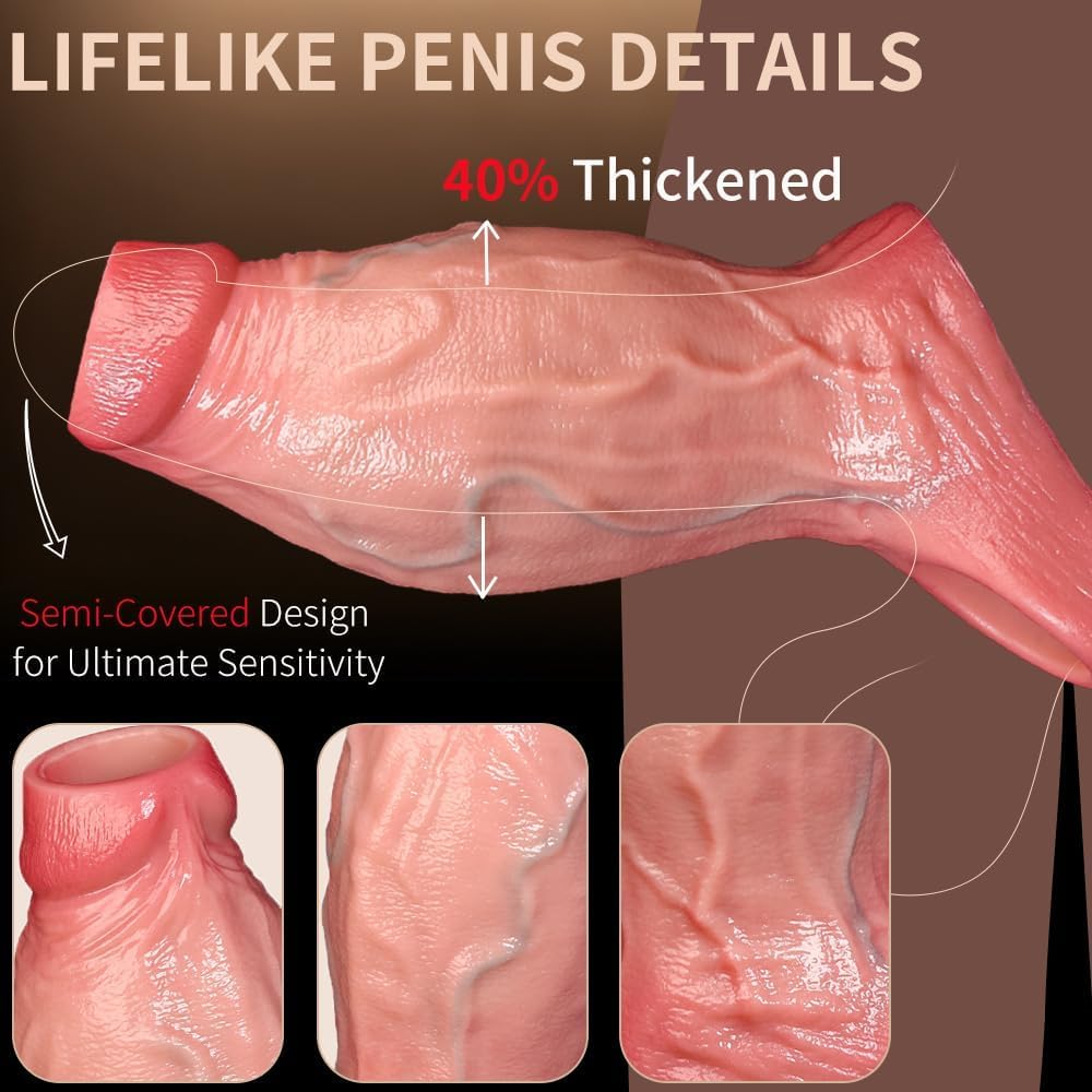 Guaine realistiche per l'ingrandimento del pene; anelli fallici; articoli erotici unisex; giocattoli erotici per coppie