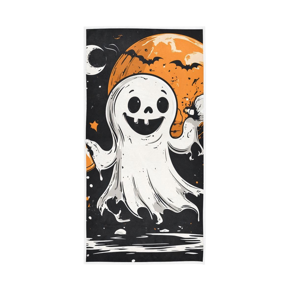 HUYGD Halloween Moon Black Hand Towels, Multipurpose Hand Towels Cotton for Hand, Face, Hair, Bath 15 x 30 Inches
