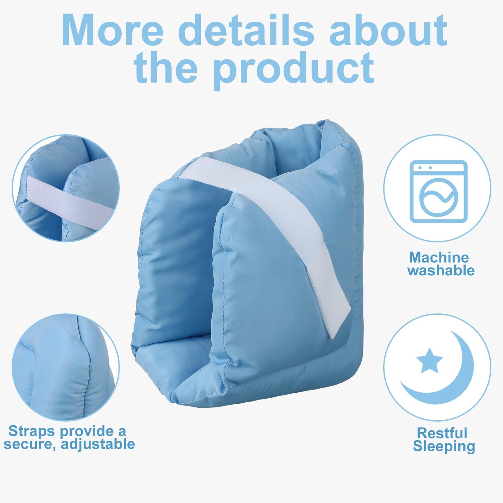 Almohada de Apoyo para los pies, Almohada Protectora para el talón para aliviar la presión del pie, Protectores del talón para úlceras por presión en la Cama (4 Piezas)