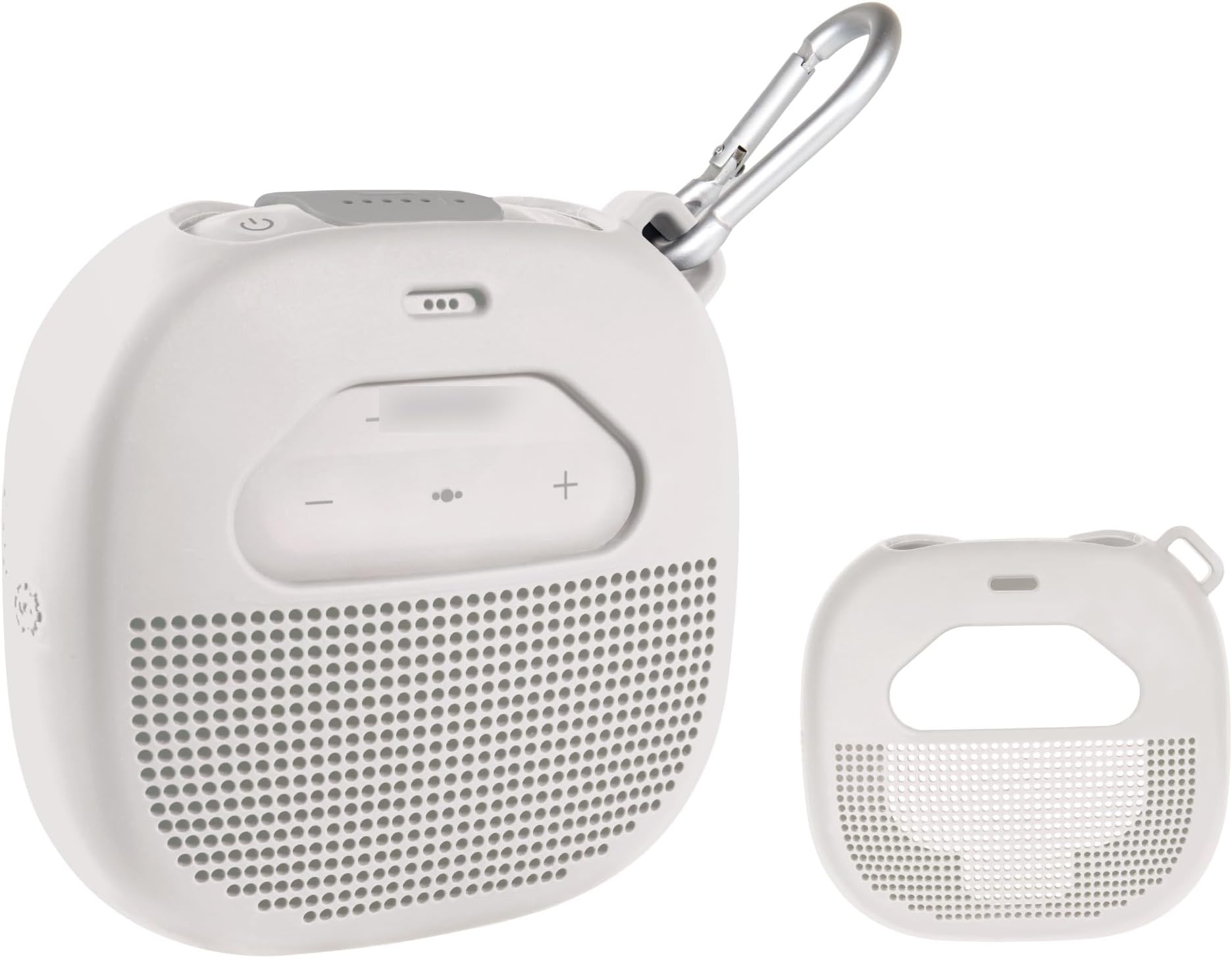 Protective Case for Bose SoundLink Micro Bluetooth Speaker, Distinctive Design with Mesh Pocket for Cables and Other Accessories, Elastic Strap to Secure Your Device (White Smoke)