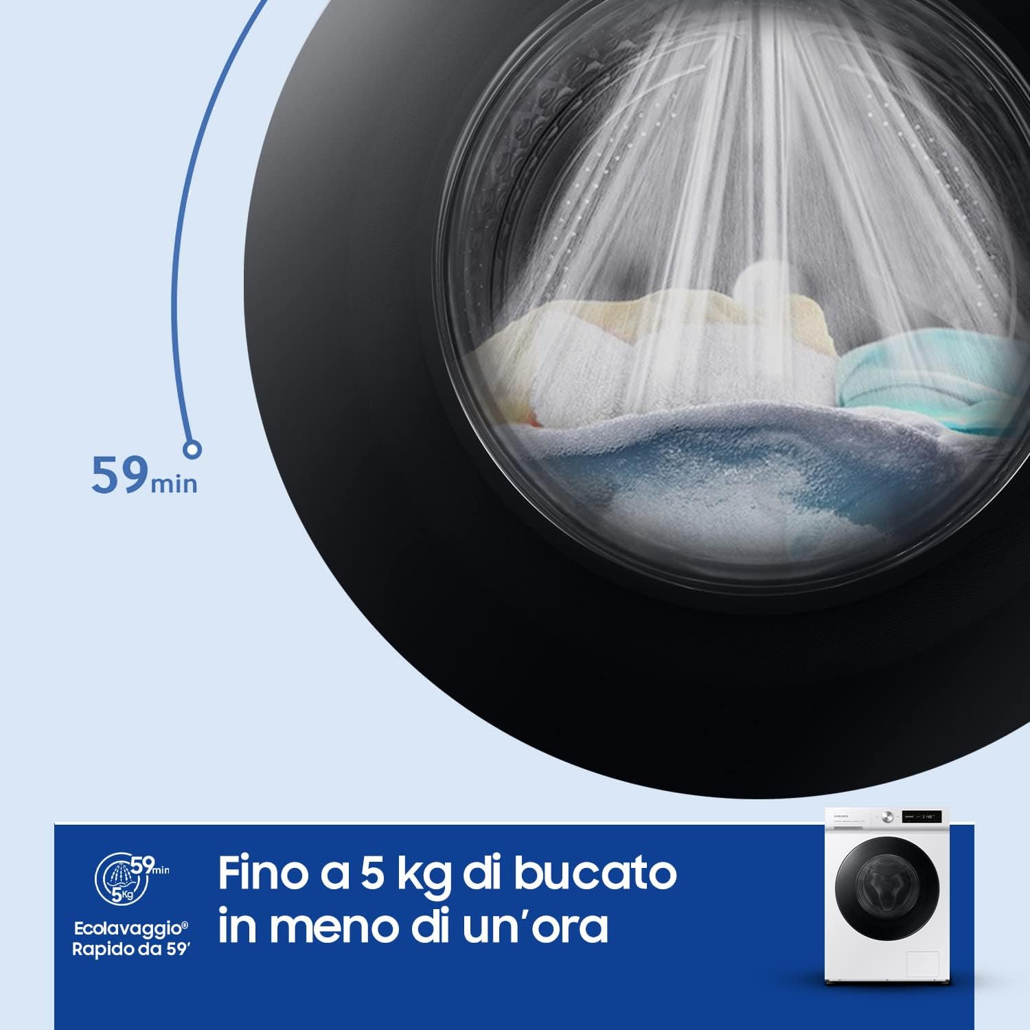 Samsung Lavatrice BESPOKE AI con Ecodosatore WW11BB744DGWS3 Libera installazione, 11 Kg, 1400 RPM, Classe A, Wifi, Vapore, Carica Frontale, 60l x 85h x 60p cm Samsung Lavatrice BESPOKE AI con Ecodosatore WW11BB744DGWS3 Libera installazione, 11 Kg, 1400 RPM, Classe A, Wifi, Vapore, Carica Frontale, 60l x 85h x 60p cm