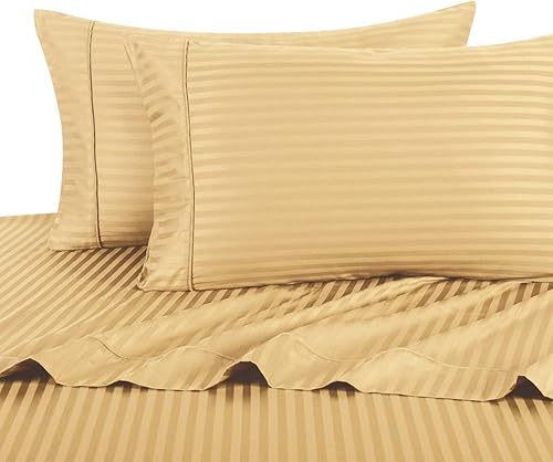 Miniatura 9 de Sábana encimera solamente, 100% algodón de 300 hilos, a rayas, sábana encimera tamaño king, marfil