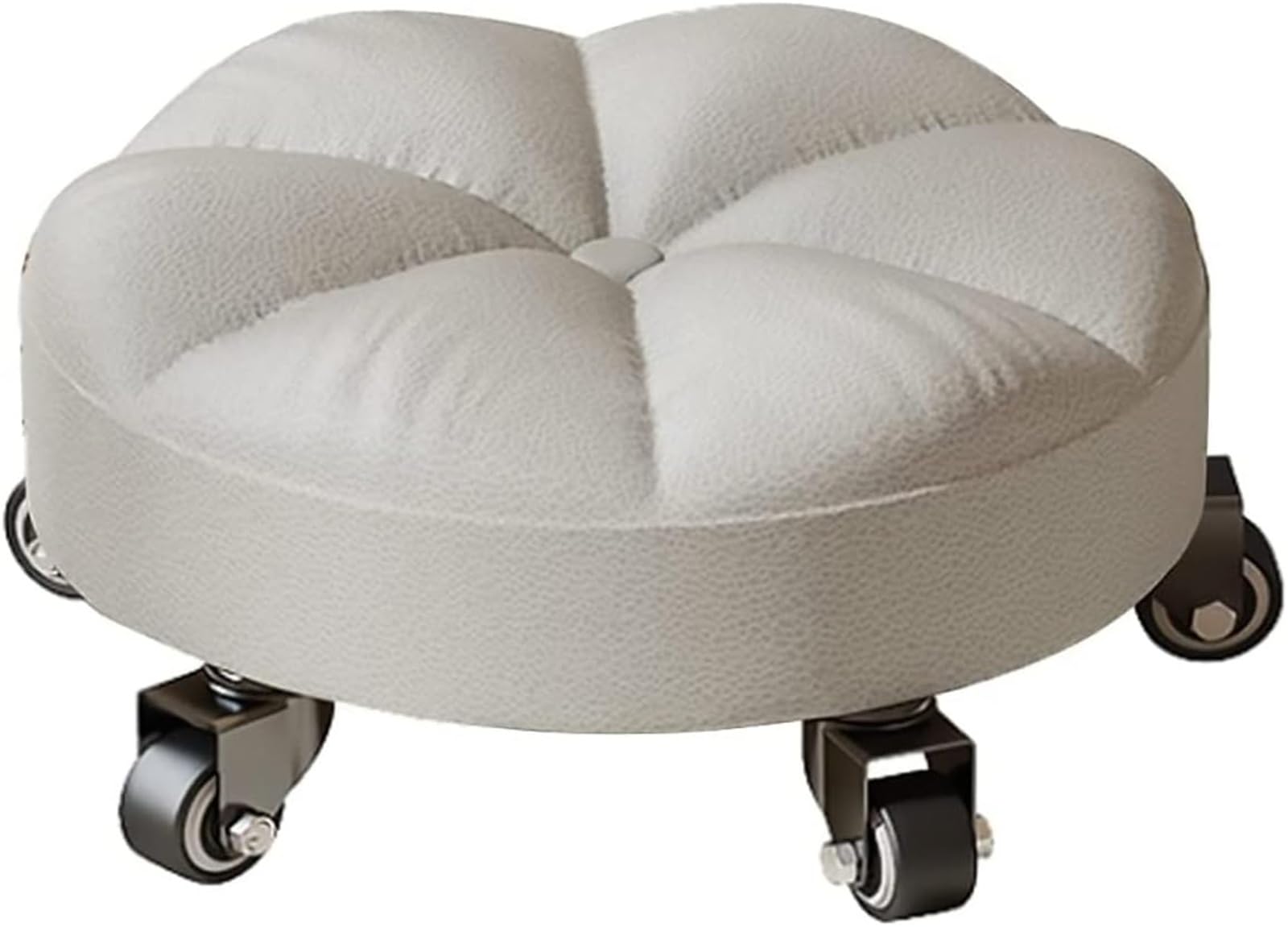 Swivel Rolling Low Stool with 5 Caster Wheels inch Height PU Leather Heavy Duty for Home and Office Modern Comfortable Wheel Chair HeightBrown 14cm(Grey)
