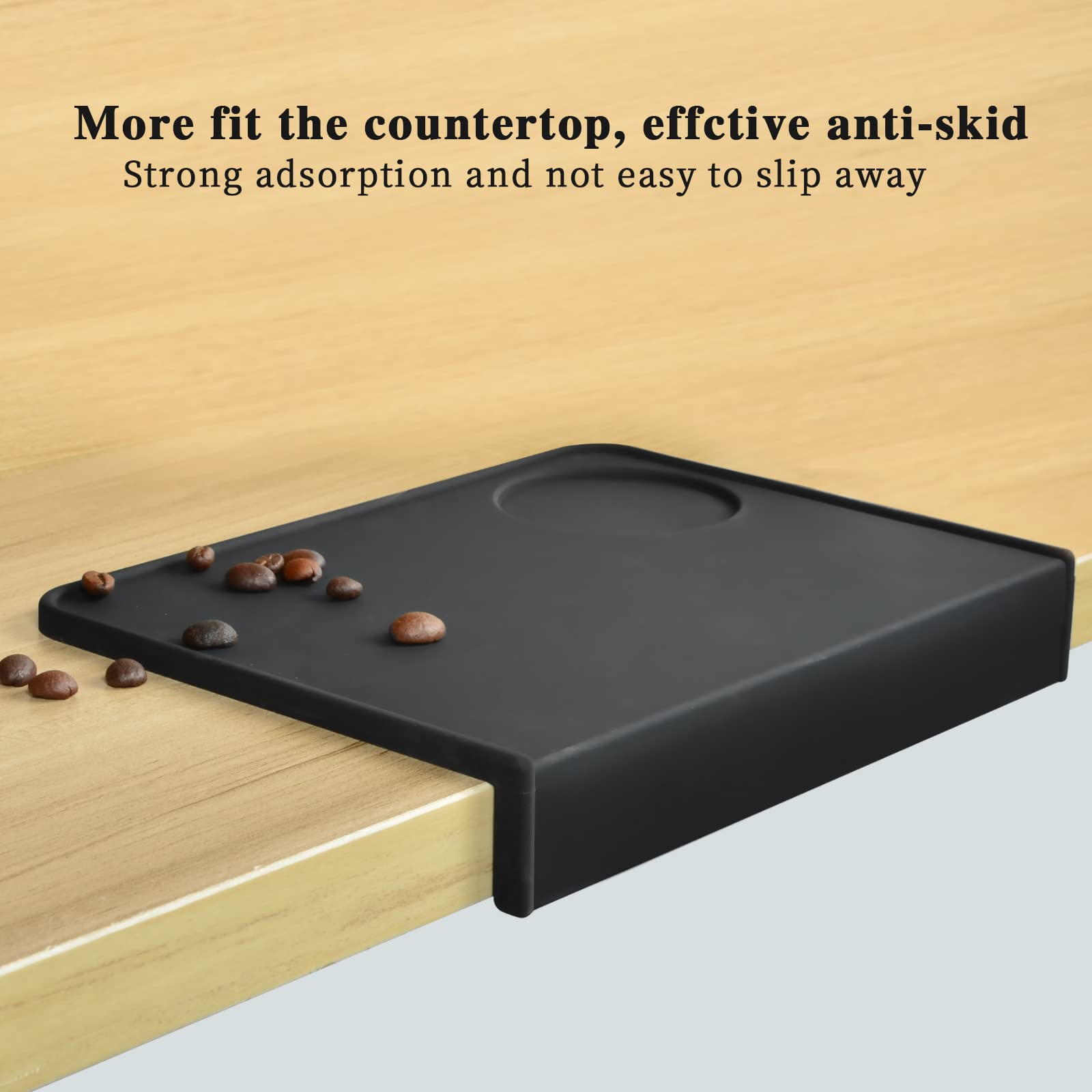 Tapis De Tassage Pour Espresso En Silicone - Station Organisée Pour Tasseur, Distributeur, Portafiltre - Antidérapant, Lavable - Modèle Plat Noir