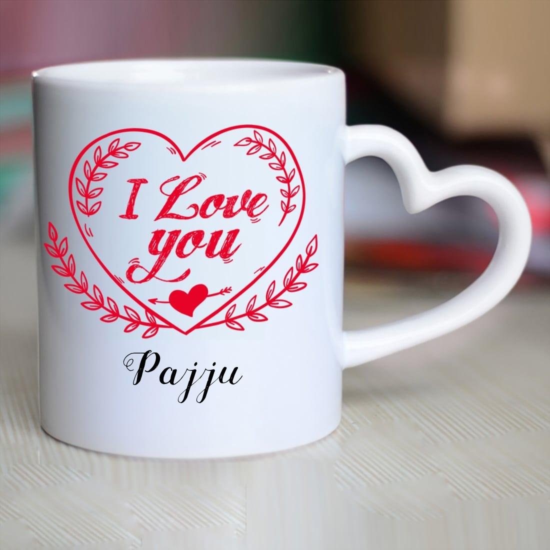 Buy Huppme I Love You Pajju Heart Handle Mug, 350 ml, White Online