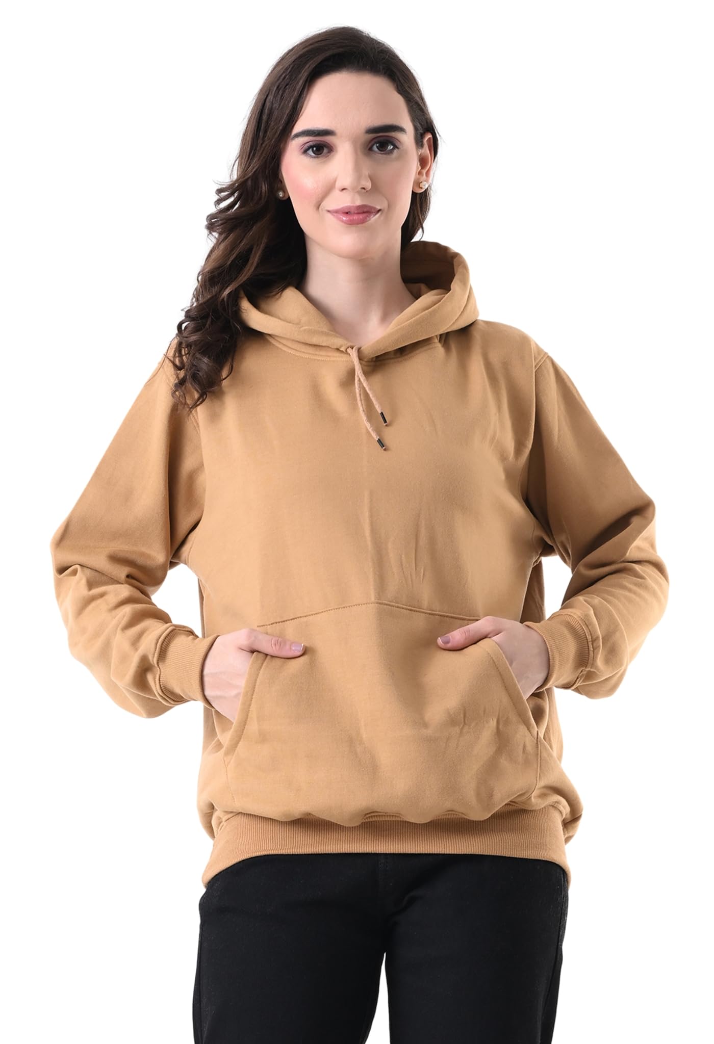 Women's Fleece Hoodie Sweatshirt with Kangaroo Pocket, Adjustable Drawstring Hood, Full Sleeve Winter Hooded Sweatshirt, Warm Casual Pullover Hoodie for Women-image-47