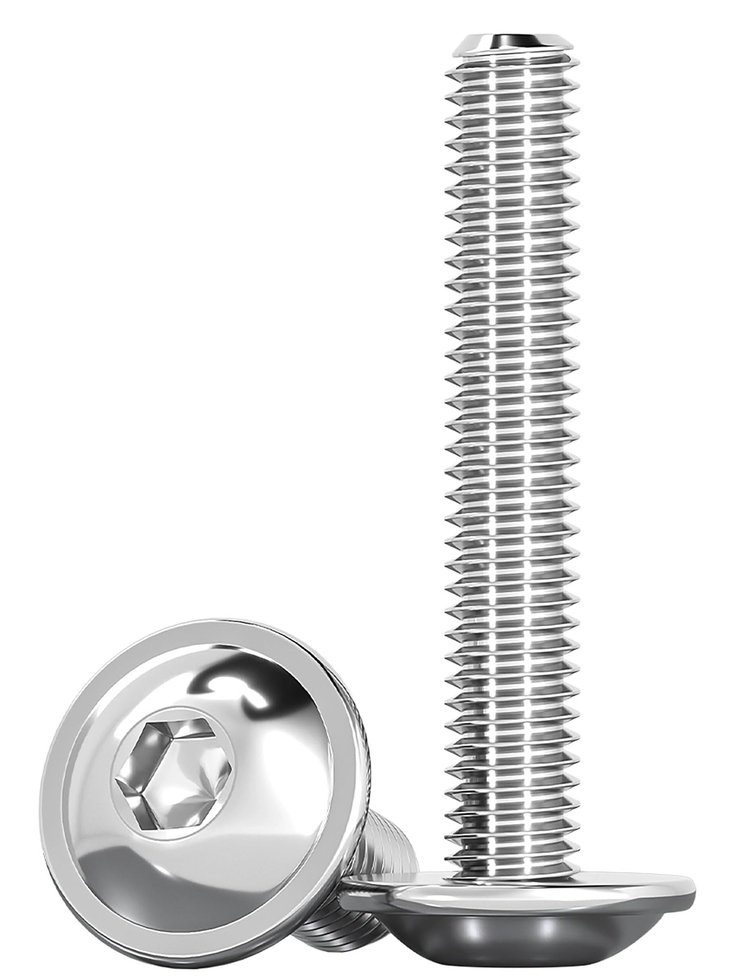 Humyu M4 Hex Bolts, 20 Pcs M4 X 40mm Flanged Button Head Socket Cap Screw Bolts, 304 Stainless Steel Bolts, Hex Key Drive, Full Thread, for Repairs and DIY Crafts