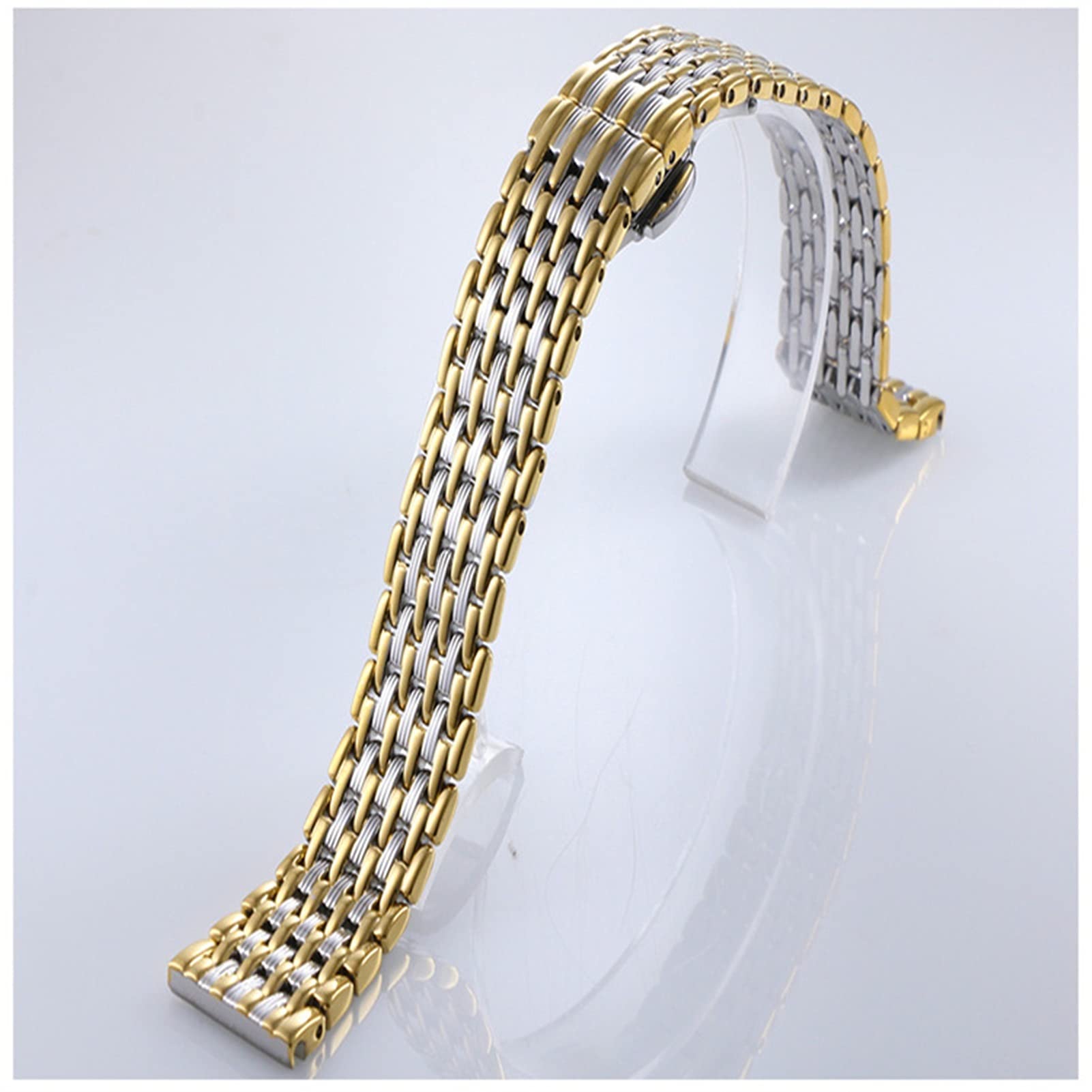 EKSED Bracelet de Montre Bracelet à Boucle Papillon Bracelet en Acier Inoxydable Massif 12Mm14Mm16Mm18Mm20Mm22Mm Accessoires pour Bracelet / 18Mm / Or