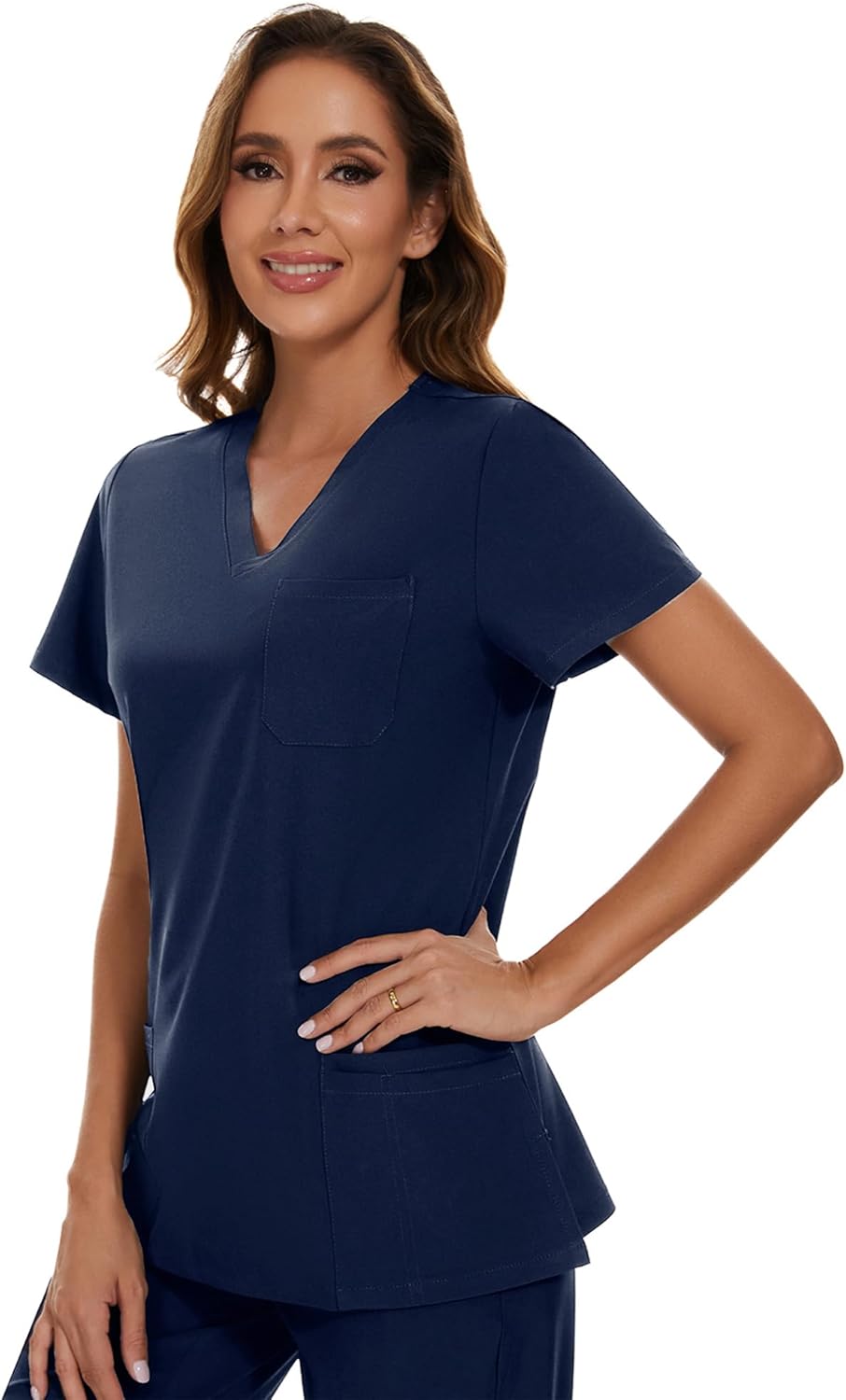 COZYFIT Scrub Tops for Woman - Soft Stretch, V-Neck Top Scrubs with 3 Pockets, Easy Care for Women - Image 7