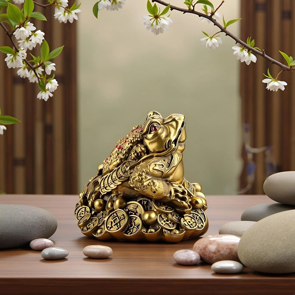 Geldfrosch Messing Glückskröte Feng Shui Dreibeiniger Reichtum Traditioneller Frosch für Wohlstand Home Office Feng Shui Dekor((1))