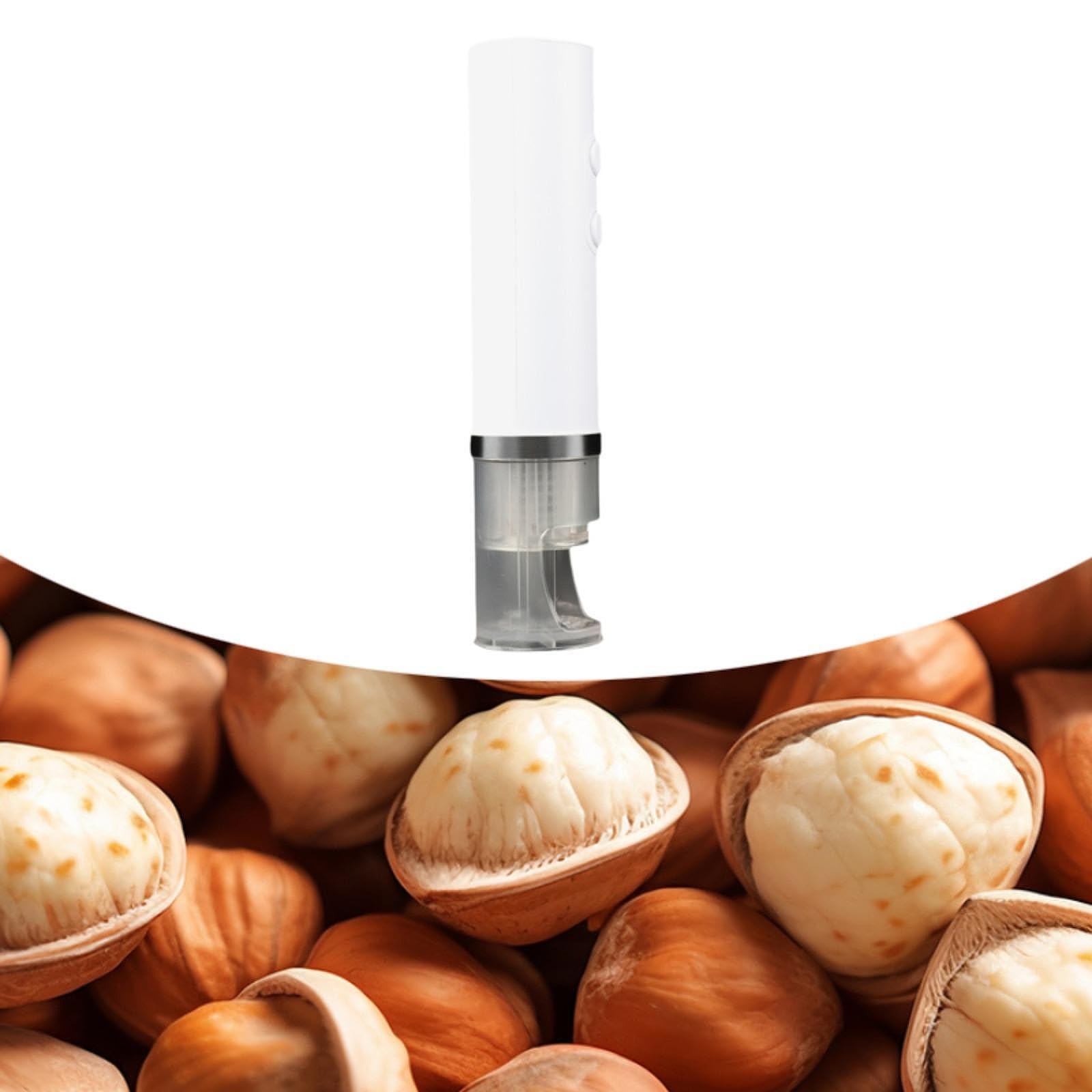 Cascanueces Eléctrico Multifuncional con USB para Avellanas, Pelador Eléctrico de Frutos Secos, Abridor de Piñones y Nueces Pecanas, Blanco, Individual