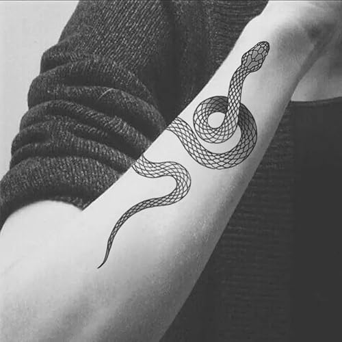 Miniatura 3 de 8 hojas impermeables para piernas de brazo, calcomanías temporales para tatuajes, cobra víbora, serpiente mortal, tótem, luna, traje para hombres y