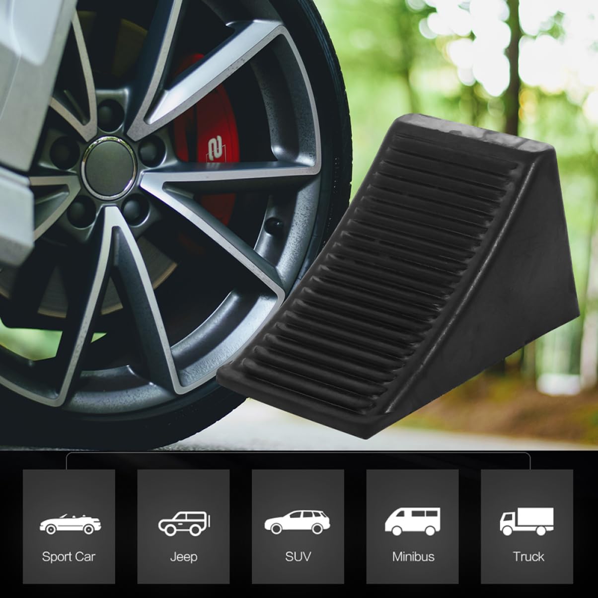 SOIMISS Gummi Reifenkeile Maximieren Grip für Anhänger und Wohnmobil 2 Stück und Sichern Fahrzeuge Portable Unterlegkeile Schwarz Zuverlässig im Offroad und Werkstatteinsatz