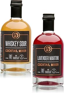 Daniel’s Broiler Cocktail Mixer Collection: Whiskey Sour & Lavender Martini. Straight from our Steakhouse. Just Add Spirits & Garnish, Craft Cocktail Mixers made in Small Batches (2/375 ml bottles)