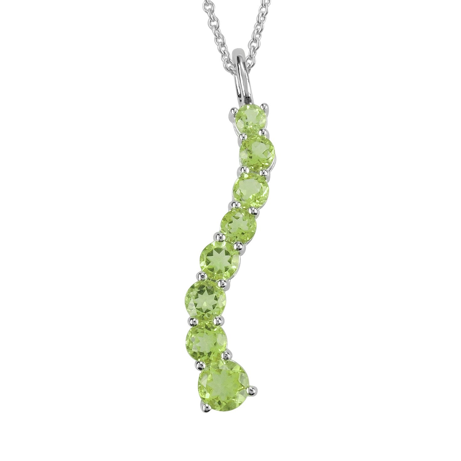 AURA BY TJM 925 STERLING SILVER PENDANT SET WITH 1.73 CTW, FACET CUT, ROUND PERIDOT, 18" CHAIN