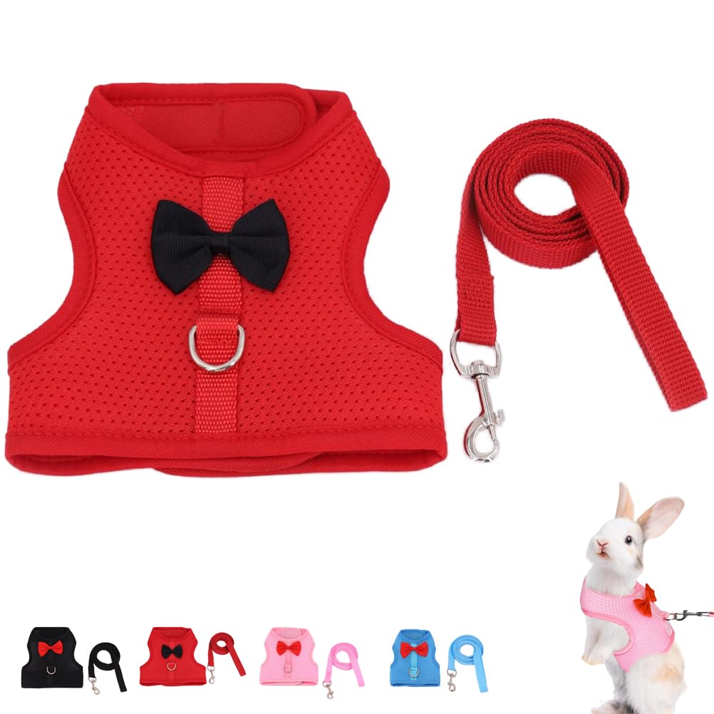 Bunny Harness and Leash Set for Walking Escape Proof, Red L