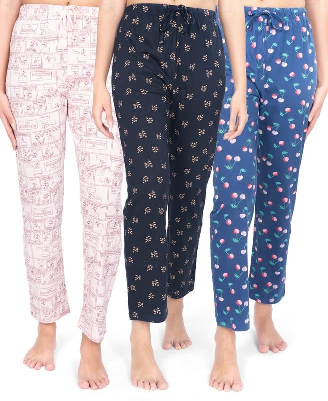 Image of Real Basics Women's Cotton Printed Pyjama pack of 3