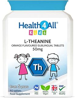 Health4All Kids L-Theanine 50mg 90 Tablets. Focus for Children. Supports Attention & Concentration. Natural Orange Flavour Chewable L-Theanine. Vegan