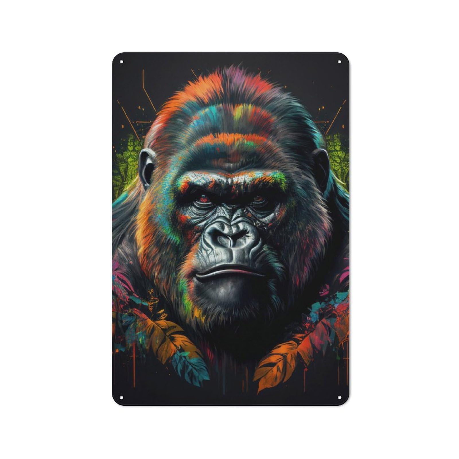 Junmoney The Old Gorilla Rustic Metal Wall Decor 30X20cm, Country Metal Sign For Kitchen, Cottage, Porch Or Garden Room
