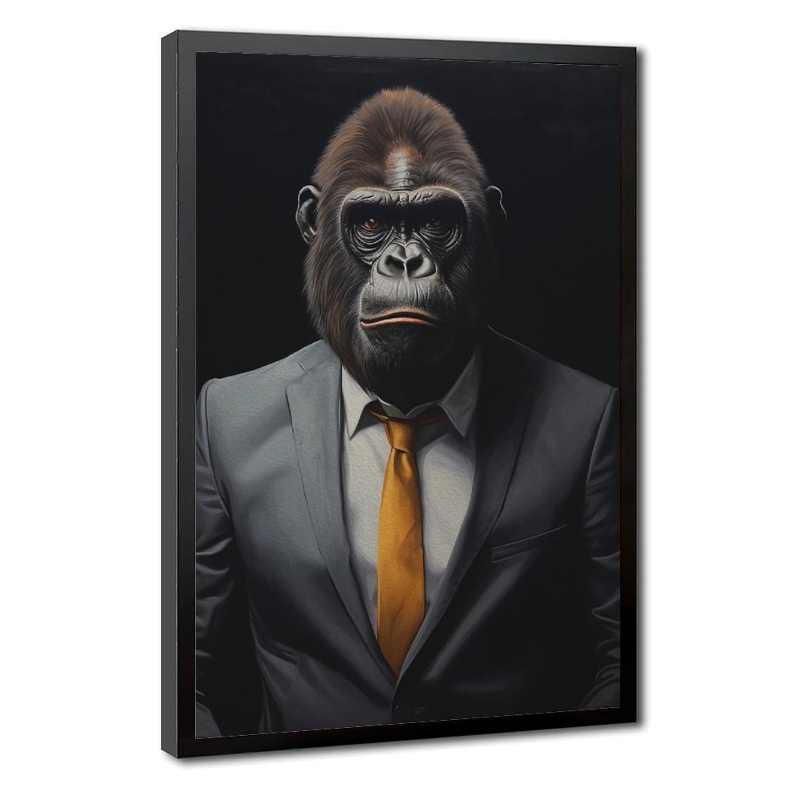 Bareronor Gorilla with Glasses Poster Canvas Poster Bedroom Decor Landscape Office Room Decor Gift 24" L X 36" W