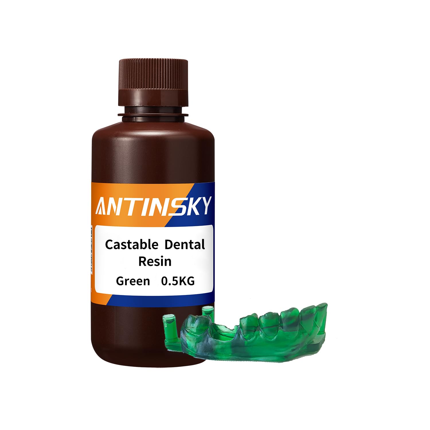 Antinsky Castable Dental Resin for DLP LCD UV-Curing Resin 3d Printer 405nm Complete Combustion, Easy Casting for Dental implant Restoration Frame & Crown High Precision Wide Compatibility 0.5kg Green