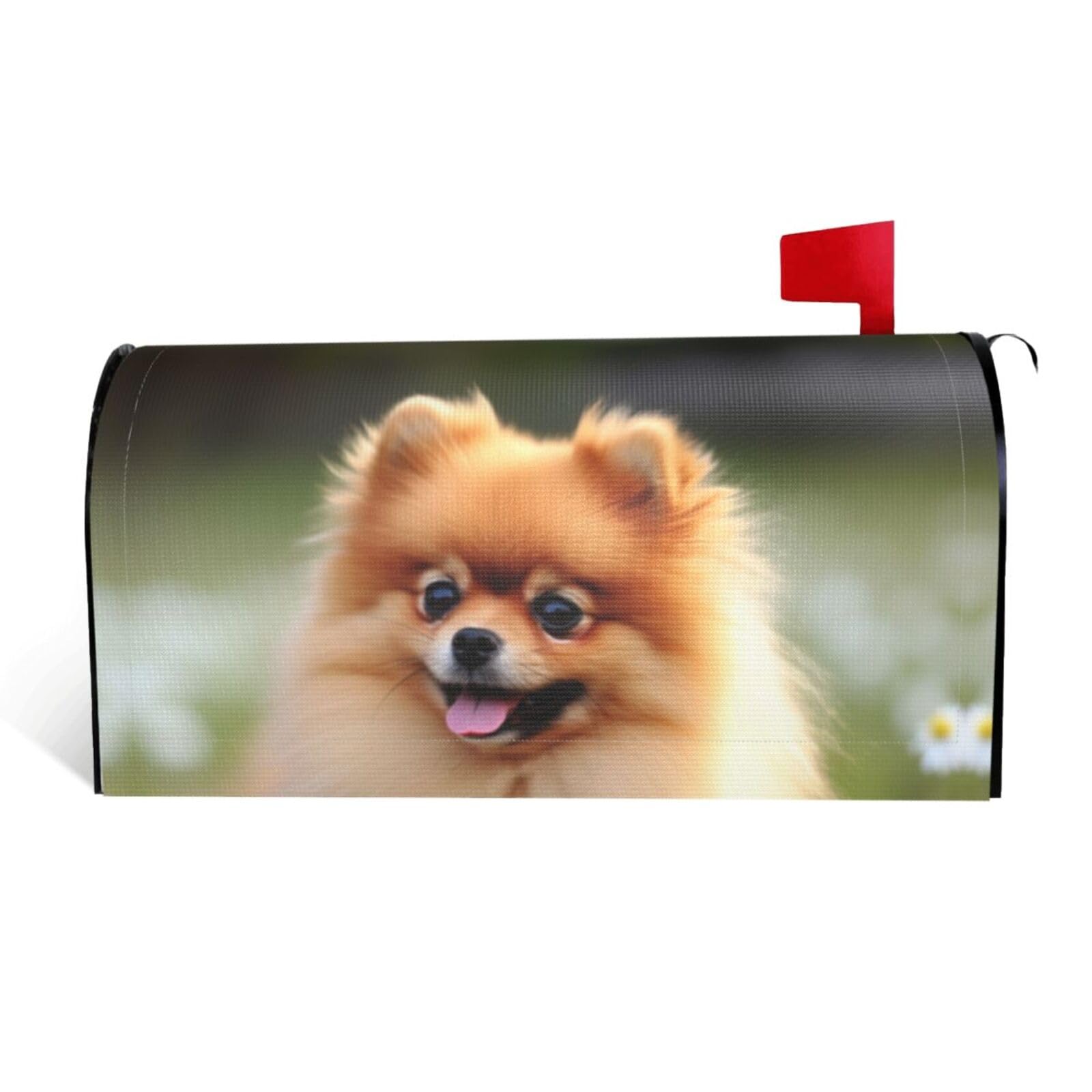 Pomeranian Dog Mailbox Covers Magnetic Standard Size 21x18 in, Decorative Post Letter Box Cover Waterproof Mailbox Wraps Outdoor Post Wraps for Garden Yard Home Decor