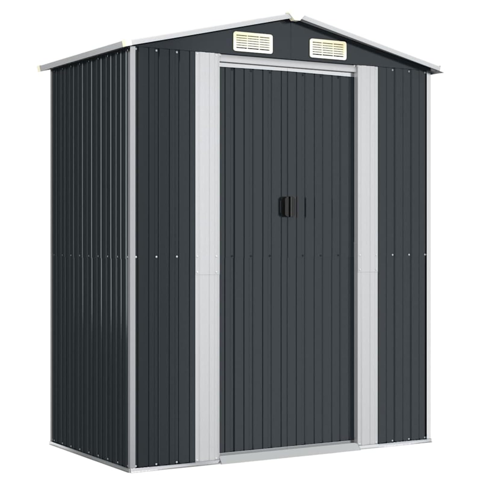 Gecheer Capanno da Giardino in Acciaio, Casetta Attrezzi con Porta in Acciaio Zintato, Antracite, 192x108x223 cm