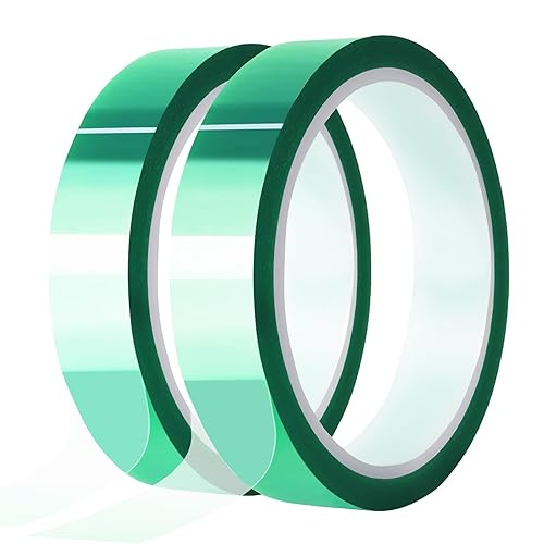 2 rollos de cinta térmica verde de alta temperatura, resistente al calor, cinta de transferencia de calor para prensa de sublimación de calor, 2