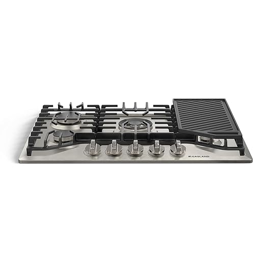 GASLAND Gas Cooktop 30 Inch with Griddle, Gas Stovetop with 5 Burners, Comes with Reversible Cast Iron Grill/Griddle, 120V Plug-in, NG/LPG Convertible, CSA Certified Black