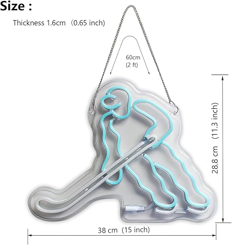 Miniatura 3 de Letrero luminoso de jugador de hockey sobre hielo de neón, 15 x 11 pulgadas, decoración de hockey regulable para entusiastas, decoración de hockey