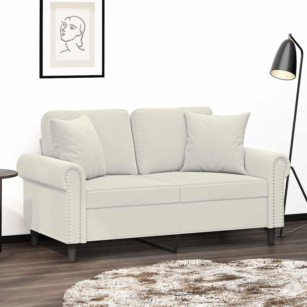 Zierkissen 2er Set Creme Samt 40 x 40 cm Sofakissen mit Füllung PP Baumwolle Bezug für Wohnzimmer Schlafzimmer Bett Sessel Garten Outdoor Lounge Deko Komfort